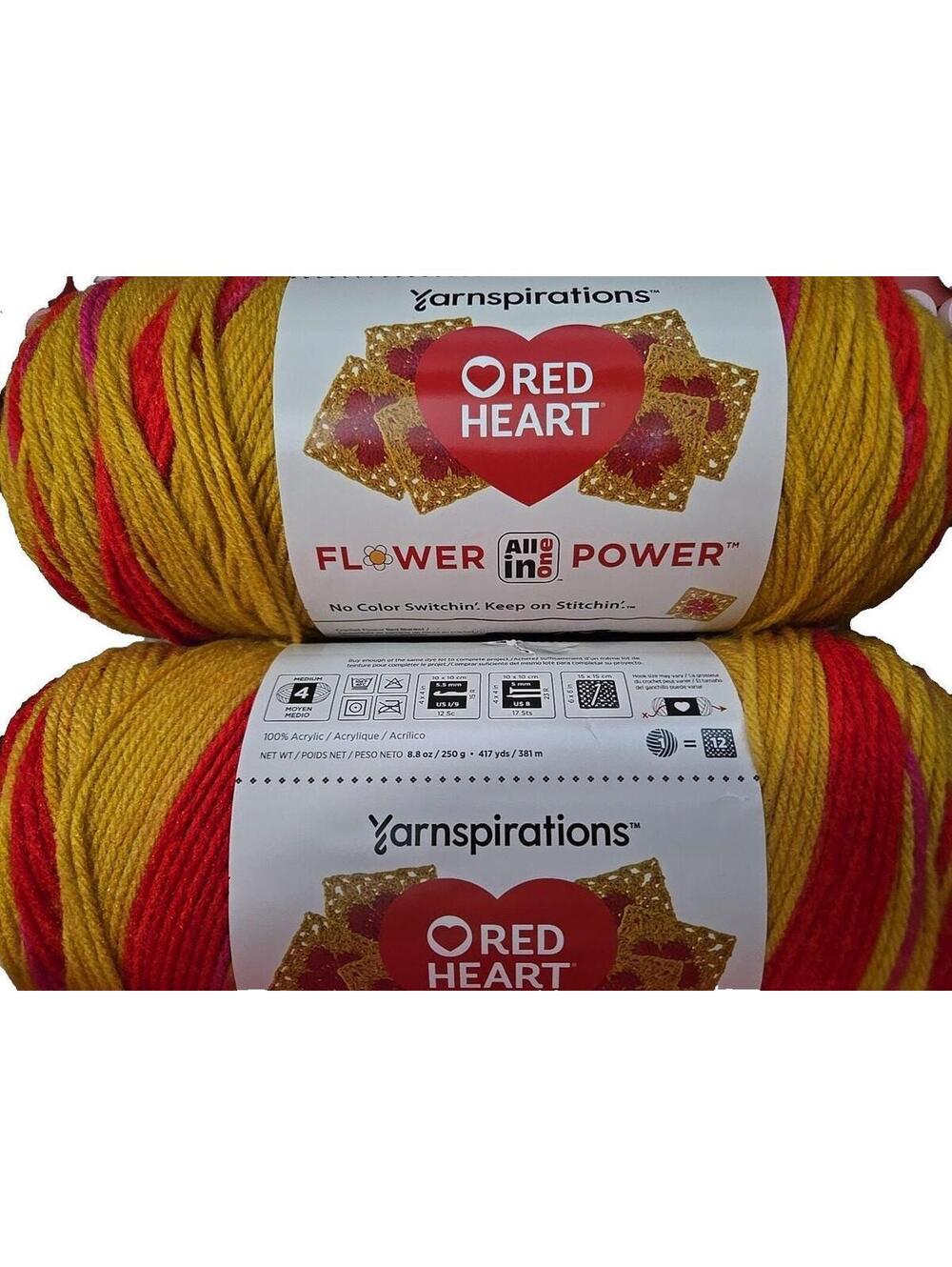 Red Heart All In One Flower Power Poppy Star 8.8 Oz Lot of 4 Skeins